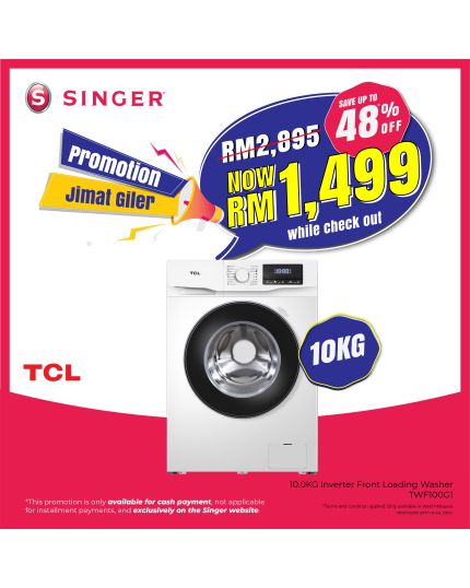 [PROMO] TCL 10.0Kg Front Loading Washer(TWF100G1)