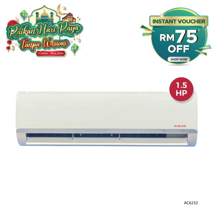 1.5HP WALLMOUNTED AIR CONDITIONER (AC6232)