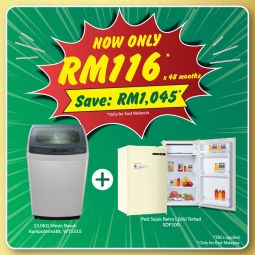 15KG Washing Machine + Limited Edition 100L Retro Refrigerator
