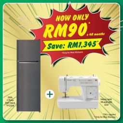 300L 2 DOORS FROST FREE REFRIGERATOR  + Mechanical Sewing Machine E20