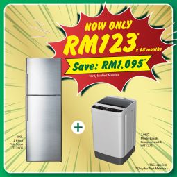 400L 2 DOORS REFRIGERATOR + 7.0Kg WASHING MACHINE