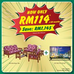 Wooden Lounge Set - Ella + 32&quot; LED TV