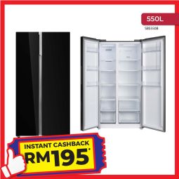 550L INVERTER SIDE BY SIDE GLASS DOOR REFRIGERATOR - Black (SBS550B)
