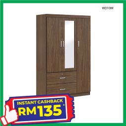 Swing Door Wardrobe With Mirror (WD10M)