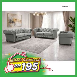 1+2+3-SEATER SOFA CHESTERFIELD - CHESTO (Grey)