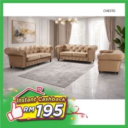 1+2+3-SEATER SOFA CHESTERFIELD - CHESTO (Light Brown)