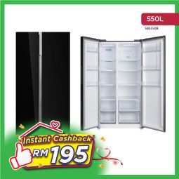 550L INVERTER SIDE BY SIDE GLASS DOOR REFRIGERATOR - Black (SBS550B)