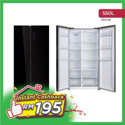 550L INVERTER SIDE BY SIDE GLASS DOOR REFRIGERATOR - Black (SBS550B)