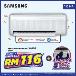 Samsung WindFree Deluxe  Air Cond 1.0 hp Inverter 5 Stars (A60H10SP)