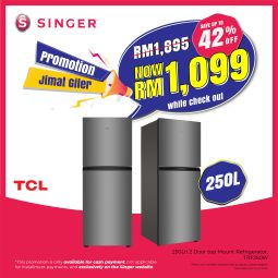 [PROMO] TCL 250Lit 2 Door top Mount Refrigerator (TRF250W)