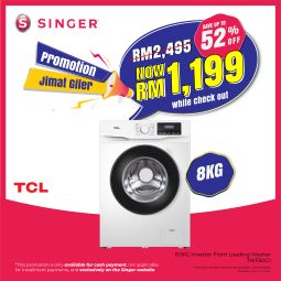 [PROMO] TCL 8.0Kg Front Loading Washer(TWF80G1)